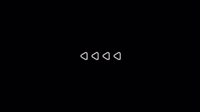 Minimalist White Outlined Rewind UI Button Animation Loop with Sequential Arrow Motion for Interactive Media Player Interface Overlays 4k video