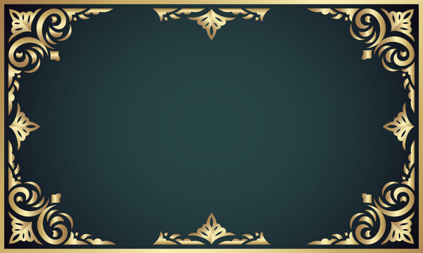 Luxury border ornament with golden floral pattern for invitation card