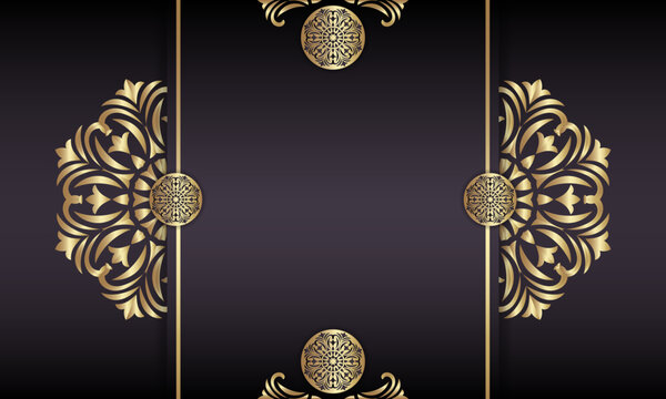 Luxury background with gold mandala ornaments and elegant royal dark pattern