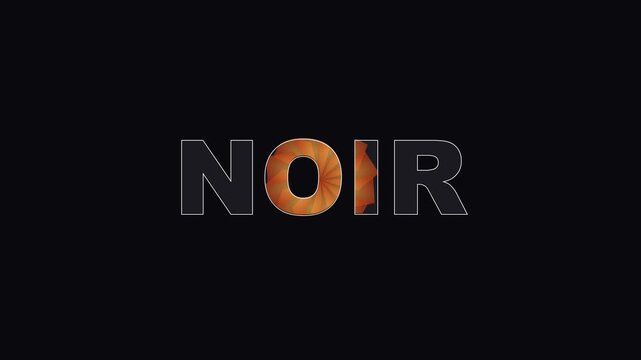 Noir typography motion with rotating abstract orange geometric pattern inside letter o for modern branding and cinematic intros animation 4k
