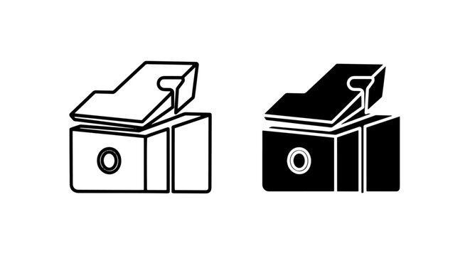 Industrial electrical switch solid and outline icon set with hardware