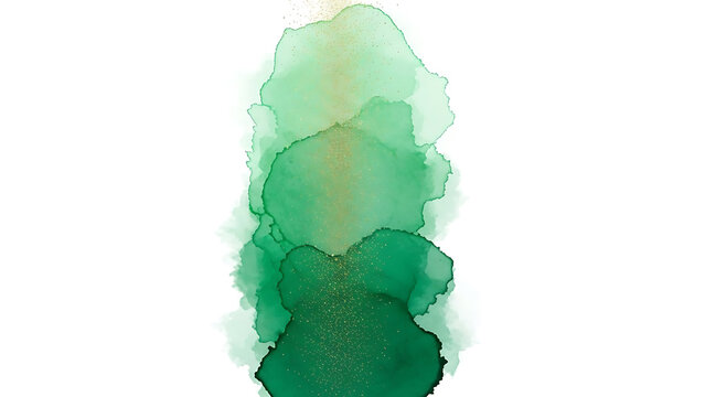 Green watercolor splotches on white background