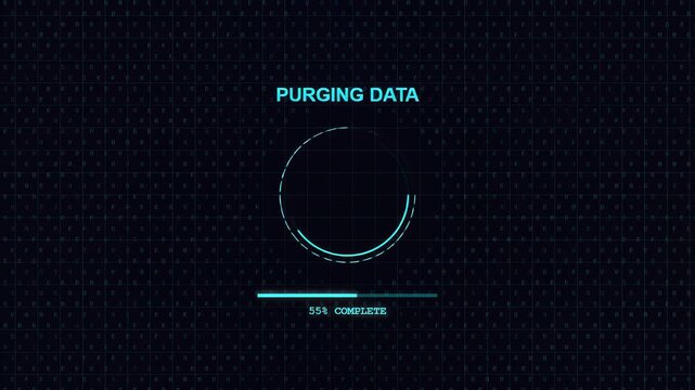 Futuristic Data Purging UI with Security Complete Status