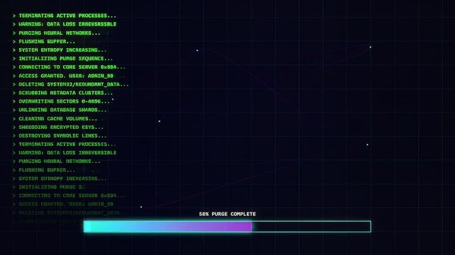 Futuristic Computer Interface Displaying Initial System Purge Stage