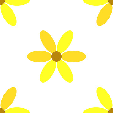 Dynamic Floral Motif Seamless Yellow Pattern Background