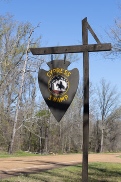 Cypress Swamp Entrance Sign on the Natchez Trace Parkway in Canton, Mississippi