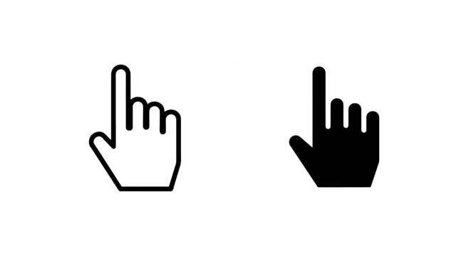 Set of computer mouse cursor pointer icons in outline and filled