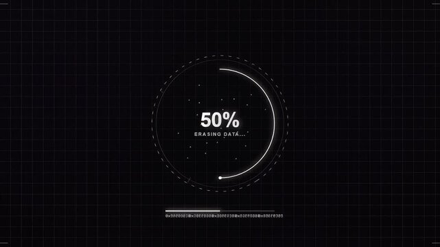 Futuristic HUD Interface Erasing Data Progress Circle