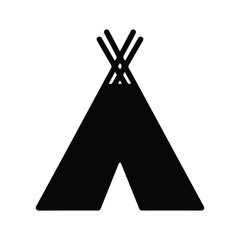 Simple tribal tent silhouette illustration representing classic native American dwelling. © mdzamiluddin
