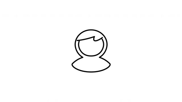 Minimalist outline animation of a regular casual man guy with standard hairstyle profile avatar icon drawing on and fading out. Features a clean pop up style in 3 color setups.