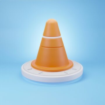 Modern 3D Traffic Cone Icon Representing Construction Project Delay and Schedule Management