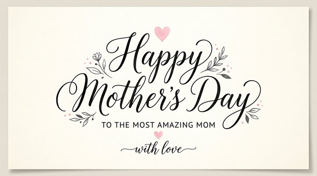 Happy mothers day greeting card with flowers and love isolated on white background