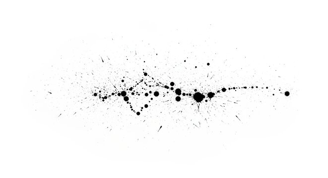 Black Ink Splatters Forming a Dynamic Abstract Line