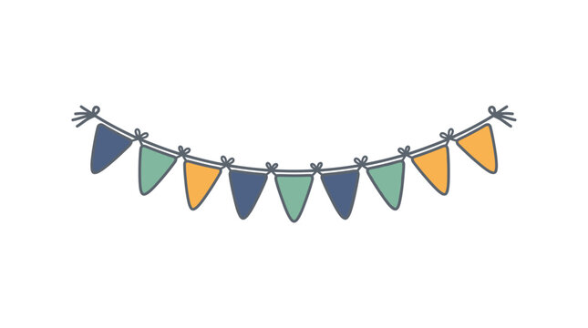 Colorful decorative bunting flags hanging on a string for festive celebrations.