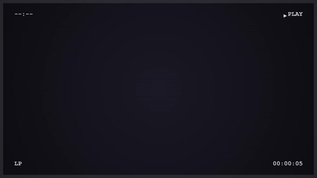 old VCR player. Retro VHS interface overlay with timecode on dark background