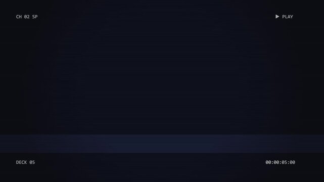 old VCR player. Vintage VHS playback screen overlay with technical OSD elements