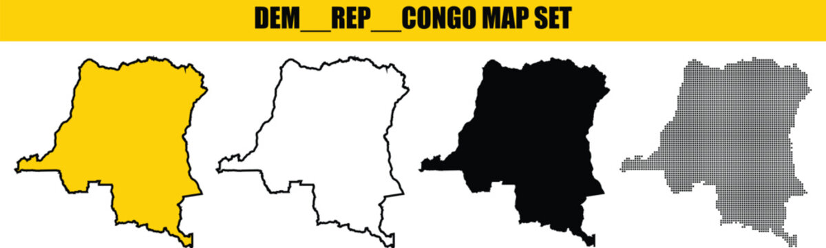 Democratic republic of congo map set with various styles