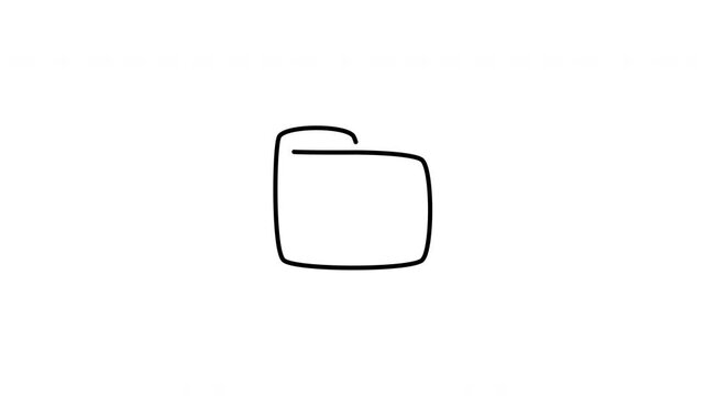 Minimalist outline animation of a classic paper office folder archive data storage icon drawing on and fading out. Features a clean pop up style in 3 color setups.