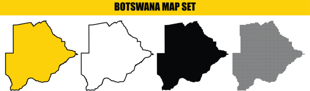 Botswana map set with various styles for infographic use