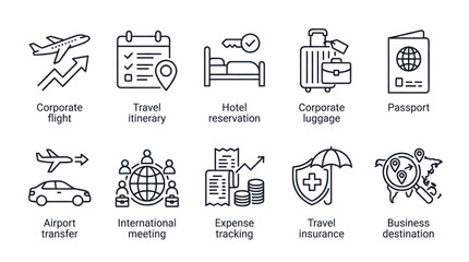 Fototapeta premium Collection of flat design travel and transportation related vector icons set.
