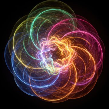 An ethereal, glowing abstract composition of swirling colors representing the invisible biofield and vibrant energy spectrum, cosmic, harmony, colorful