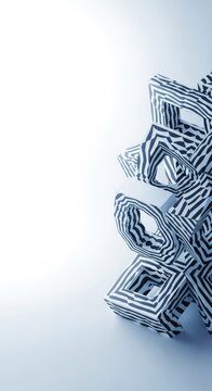 A complex geometric rendering featuring impossible perspectives and shifting planes, creating a mind-bending optical puzzle, architecture, structure, illusion