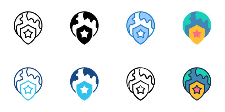Peacekeeper icons set multiple style collection. Editable stroke 
