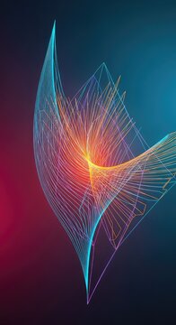 Complex mathematical visualization of bending space. Smooth, flowing lines represent abstract geometric principles of curvature and topology, design, technology, surface
