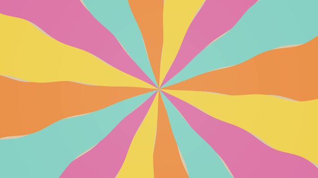 Retro Pastel colorful. Retro pastel wavy sunburst background with radiating colorful lines