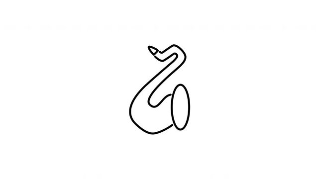 Minimalist outline animation of a classic jazz saxophone brass wind instrument melody icon drawing on and fading out. Features a clean pop up style in 3 color setups.