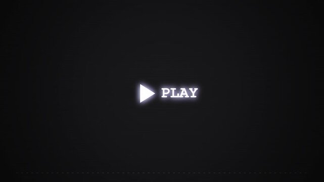 Retro VHS Tape Playback. Retro VHS play button with glitch effect on black background