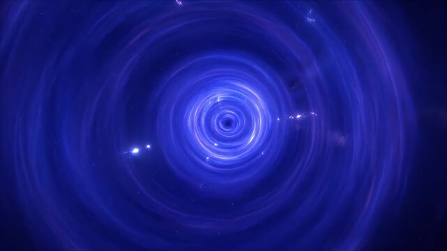 Mysterious blue tunnel space vortex glow swirl portal, abstract energy circle deep space galaxy nebula background, futuristic sci fi night sky vision star field time warp light trail