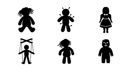 Voodoo doll vector icon set, black magic symbols, occult ritual graphics, witchcraft collection © black man