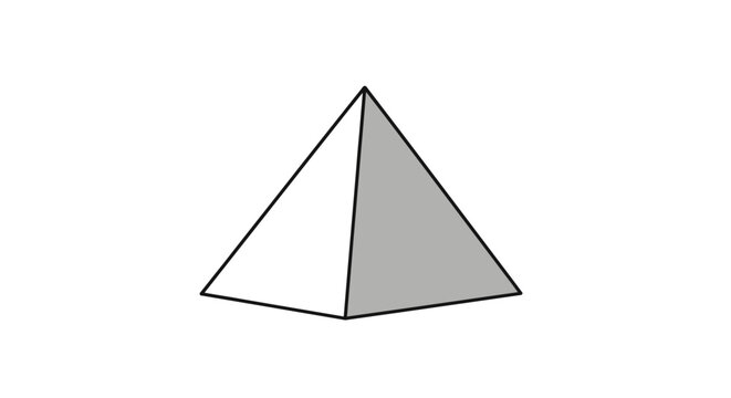 Geometric pyramid shape with square base and triangular faces, 3D illustration of a simple mathematical object