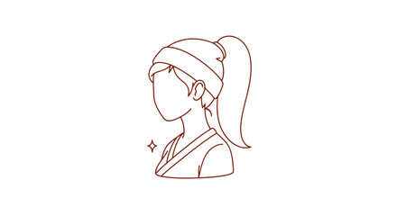 Line Drawing of a Womans Profile Portrait. © Abraca