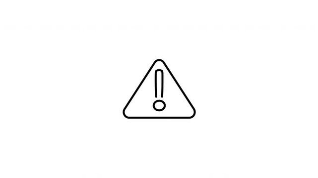 Minimalist outline animation of a hazard warning triangle alert sign drawing on and fading out. Features a clean pop up style in 3 color setups.