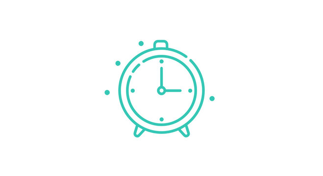 Simple Teal Alarm Clock Icon Design.