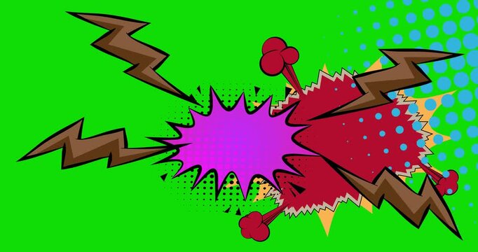 Cartoon background animation, comic book backdrop video. Retro comics pop art design.