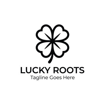 Four leaf clover plant symbol for luck fortune organic growth nature logo design