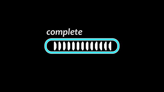 progress bar features a segmented HUD style for tech, gaming, and UI projects. High-quality status indicator. loading complete icon video