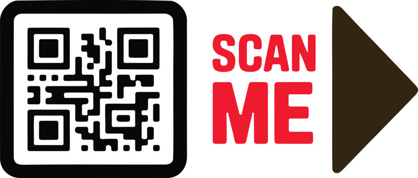 QR code and scan me arrow icon for digital marketing