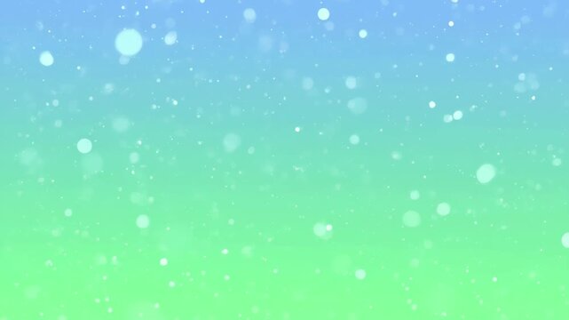 Abstract green bokeh background with soft blue gradient, floating light circles, glowing light particles, airy texture, calm dreamy scene, green glow and circle pattern