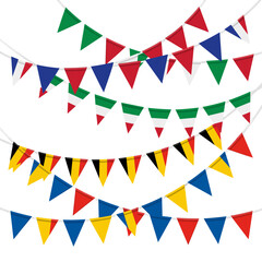 Obraz premium Multiple strings of colorful national flag bunting flags