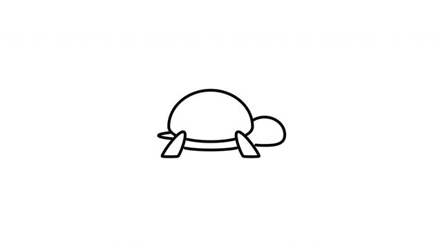 Minimalist outline animation of a side profile walking turtle tortoise drawing on and fading out. Features a clean pop up style in 3 color setups.