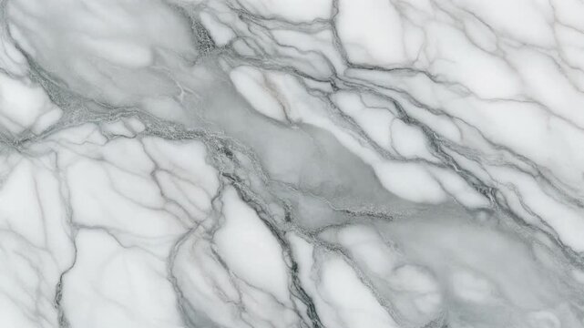 White marble surface with dark grey veins flowing in an elegant motion digital video animation background