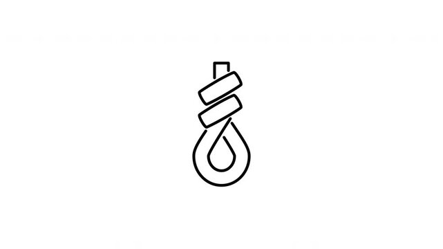 Minimalist outline animation of a hanging nautical loop rope knot drawing on and fading out. Features a clean pop up style in 3 color setups.