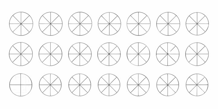 Circles Divided Into Sections Black Line Vector Illustration