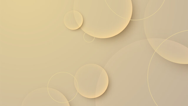 Elegant Champagne Background with Overlapping Minimalist Geometric Circles and Glow
