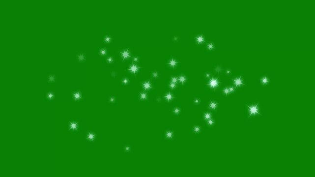 Glitter starburst overlay, radiant twinkling particles, glowing starlight dust, magical star fairy sparkle effects, cartoon doodle sparkle, white twinkling blink particles animation on green screen.4k