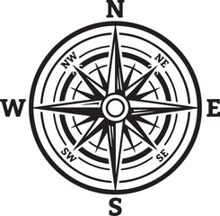 Black compass rose isolated on transparent background © habiba creative
